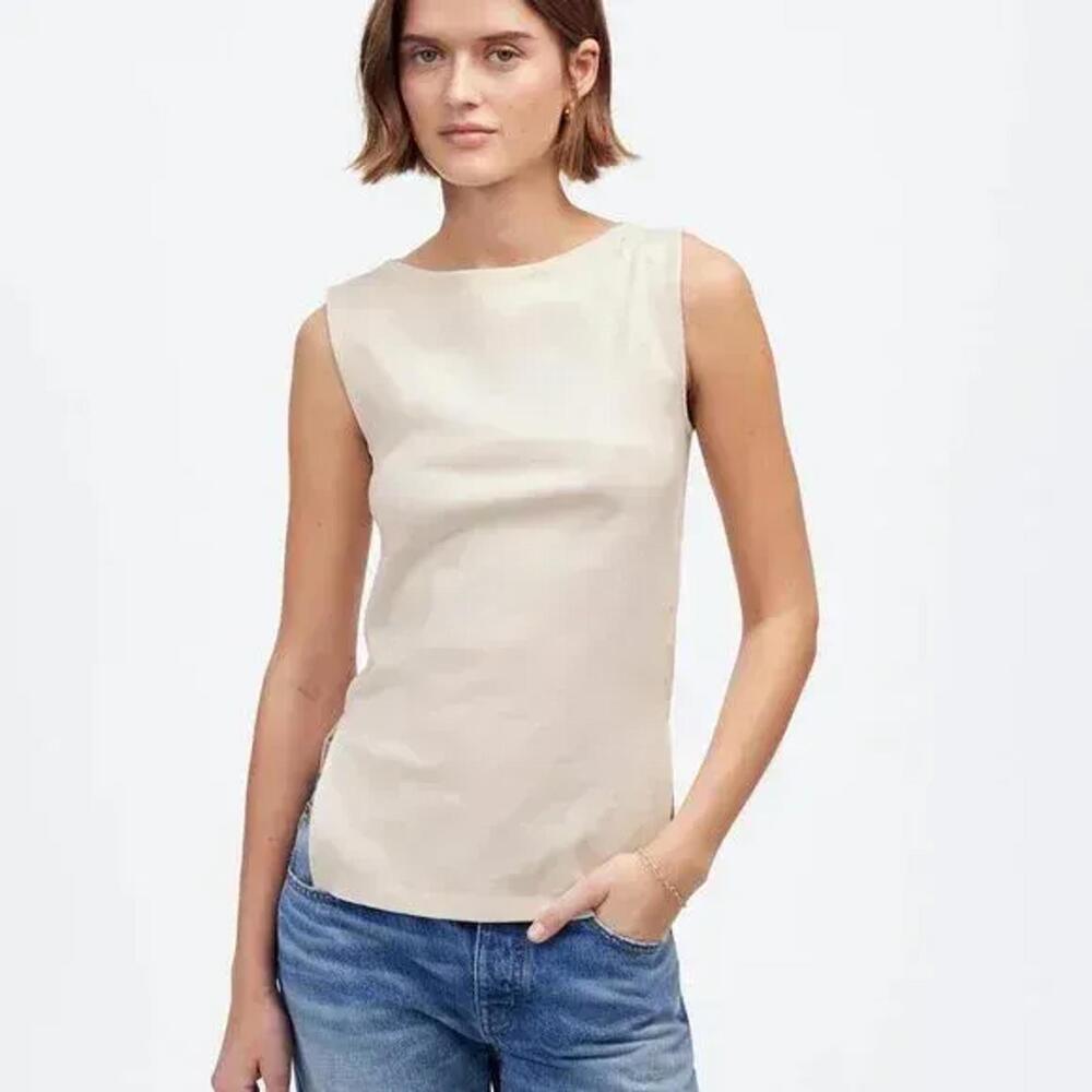 Madewell Ivory Sleeveless Boatneck Shell
